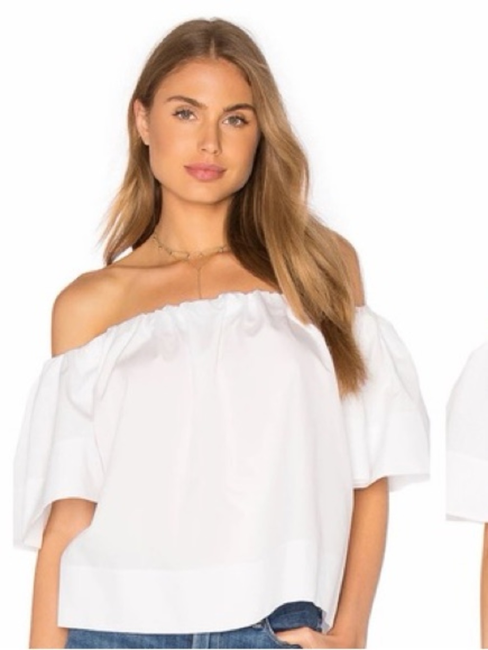 NWT Vince Cotton Poplin Off The Shoulder Blouse in White - M